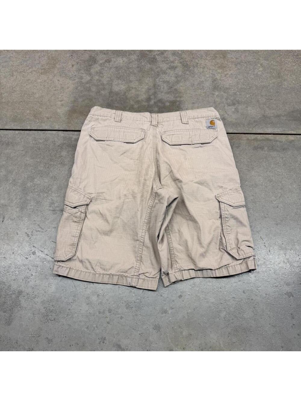vintage carhartt beige relaxed baggy fit cargo shorts size 34
